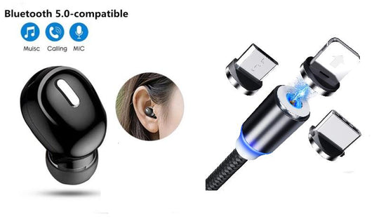 Combo Offer of X9 Mini 5.0 Bluetooth Earphone with 3 in 1 Magnet Cable